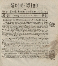 Kreis-Blatt des Königlich Preußischen Landraths-Amtes zu Elbing, Nr. 42 Sonnabend 19 Oktober 1861