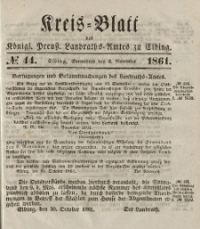 Kreis-Blatt des Königlich Preußischen Landraths-Amtes zu Elbing, Nr. 44 Sonnabend 2 November 1861