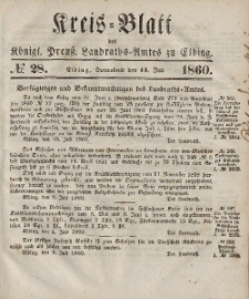 Kreis-Blatt des Königlich Preußischen Landraths-Amtes zu Elbing, Nr. 28 Sonnabend 14 Juli 1860