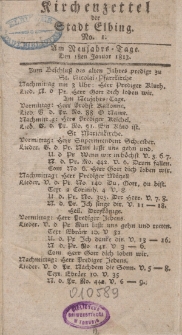 Kirchenzettel der Stadt Elbing, Nr. 1, 1 Januar 1813