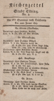 Kirchenzettel der Stadt Elbing, Nr. 3, 10 Januar 1813