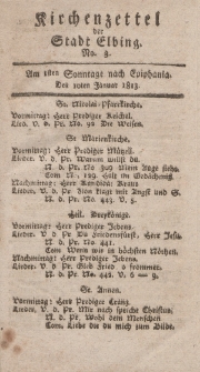 Kirchenzettel der Stadt Elbing, Nr. 3, 10 Januar 1813