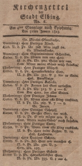 Kirchenzettel der Stadt Elbing, Nr. 6, 31 Januar 1813