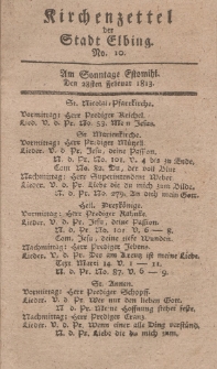 Kirchenzettel der Stadt Elbing, Nr. 10, 28 Februar 1813