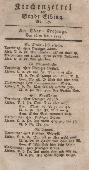 Kirchenzettel der Stadt Elbing, Nr. 17, 16 April 1813