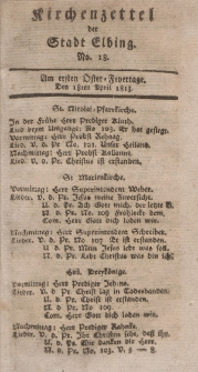 Kirchenzettel der Stadt Elbing, Nr. 18, 18 April 1813