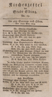 Kirchenzettel der Stadt Elbing, Nr. 23, 16 Mai 1813