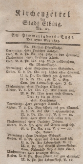 Kirchenzettel der Stadt Elbing, Nr. 25, 27 Mai 1813