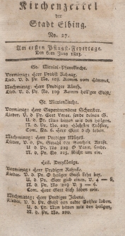 Kirchenzettel der Stadt Elbing, Nr. 27, 6 Juni 1813