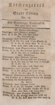 Kirchenzettel der Stadt Elbing, Nr. 28, 13 Juni 1813