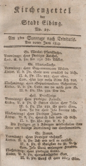 Kirchenzettel der Stadt Elbing, Nr. 29, 20 Juni 1813
