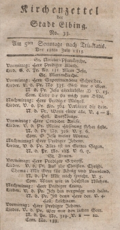 Kirchenzettel der Stadt Elbing, Nr. 33, 18 Juli 1813