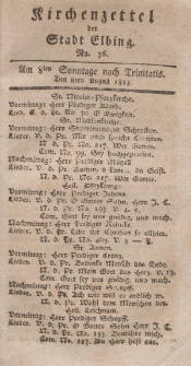 Kirchenzettel der Stadt Elbing, Nr. 36, 8 August 1813