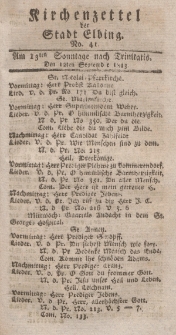 Kirchenzettel der Stadt Elbing, Nr. 41, 12 September 1813