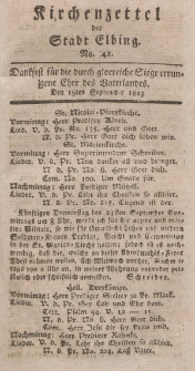 Kirchenzettel der Stadt Elbing, Nr. 42, 19 September 1813