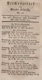 Kirchenzettel der Stadt Elbing, Nr. 47, 24 Oktober 1813