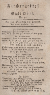 Kirchenzettel der Stadt Elbing, Nr. 54, 12 Dezember 1813