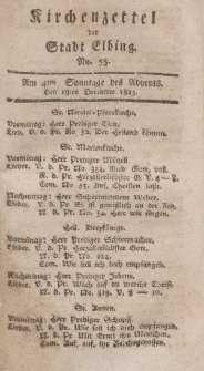 Kirchenzettel der Stadt Elbing, Nr. 55, 19 Dezember 1813