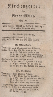 Kirchenzettel der Stadt Elbing, Nr. 56, 25 Dezember 1813