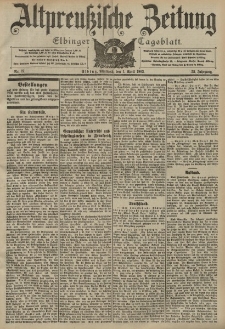 Altpreussische Zeitung, Nr. 77 Mittwoch 1 April 1903, 55. Jahrgang