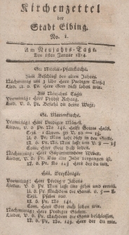 Kirchenzettel der Stadt Elbing, Nr. 1, 1 Januar 1814