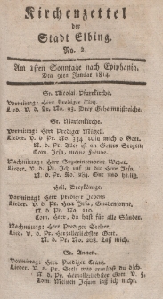 Kirchenzettel der Stadt Elbing, Nr. 2, 9 Januar 1814