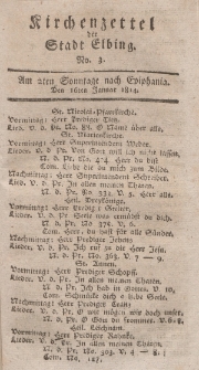 Kirchenzettel der Stadt Elbing, Nr. 3, 16 Januar 1814