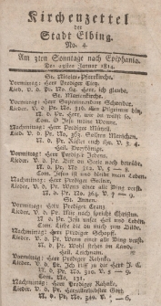 Kirchenzettel der Stadt Elbing, Nr. 4, 23 Januar 1814
