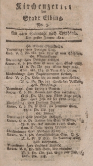 Kirchenzettel der Stadt Elbing, Nr. 5, 30 Januar 1814