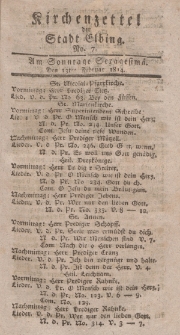 Kirchenzettel der Stadt Elbing, Nr. 7, 13 Februar 1814