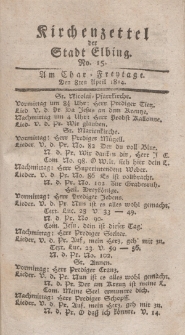 Kirchenzettel der Stadt Elbing, Nr. 15, 8 April 1814
