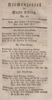 Kirchenzettel der Stadt Elbing, Nr. 16, 10 April 1814