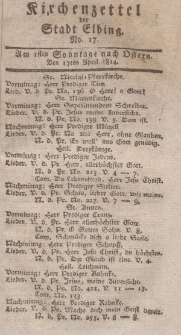 Kirchenzettel der Stadt Elbing, Nr. 17, 17 April 1814