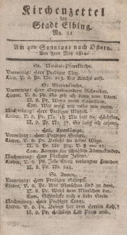 Kirchenzettel der Stadt Elbing, Nr. 21, 8 Mai 1814