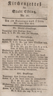 Kirchenzettel der Stadt Elbing, Nr. 22, 15 Mai 1814