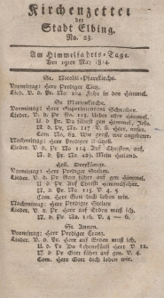 Kirchenzettel der Stadt Elbing, Nr. 23, 19 Mai 1814