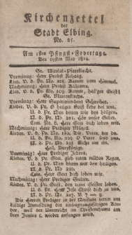 Kirchenzettel der Stadt Elbing, Nr. 25, 29 Mai 1814