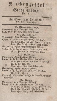 Kirchenzettel der Stadt Elbing, Nr. 26, 5 Juni 1814