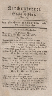 Kirchenzettel der Stadt Elbing, Nr. 27, 12 Juni 1814