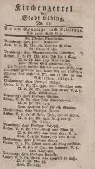 Kirchenzettel der Stadt Elbing, Nr. 28, 19 Juni 1814
