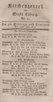 Kirchenzettel der Stadt Elbing, Nr. 31, 10 Juli 1814