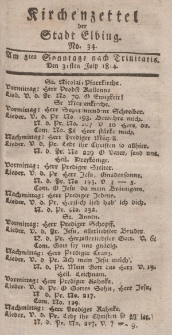 Kirchenzettel der Stadt Elbing, Nr. 34, 31 Juli 1814