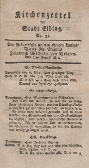 Kirchenzettel der Stadt Elbing, Nr. 35, 3 August 1814