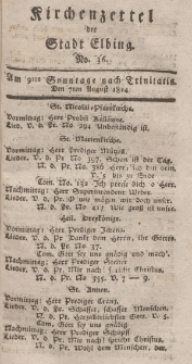 Kirchenzettel der Stadt Elbing, Nr. 36, 7 August 1814