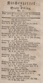 Kirchenzettel der Stadt Elbing, Nr. 37, 14 August 1814