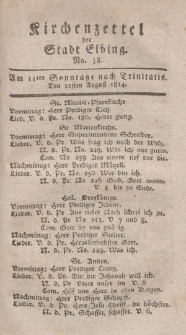 Kirchenzettel der Stadt Elbing, Nr. 38, 21 August 1814
