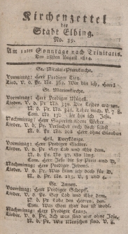 Kirchenzettel der Stadt Elbing, Nr. 39, 28 August 1814