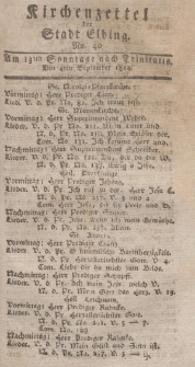 Kirchenzettel der Stadt Elbing, Nr. 40, 4 September 1814