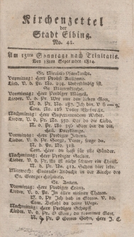 Kirchenzettel der Stadt Elbing, Nr. 42, 18 September 1814