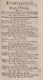 Kirchenzettel der Stadt Elbing, Nr. 43, 25 September 1814